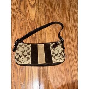Vintage COACH Signature Sufflette Demi Brown Leather & Suede Purse Shoulder Bag